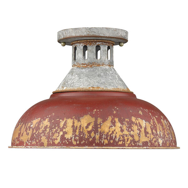 Kinsley Aged Galvanized Steel and Red One-Light Semi-flush, image 2